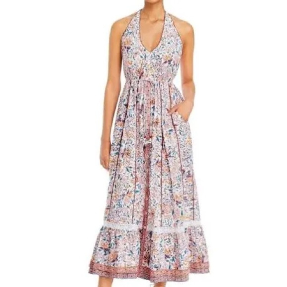Poupette St Barth - Summer Floral Flowy Halter Dress With pockets Women’s Size S